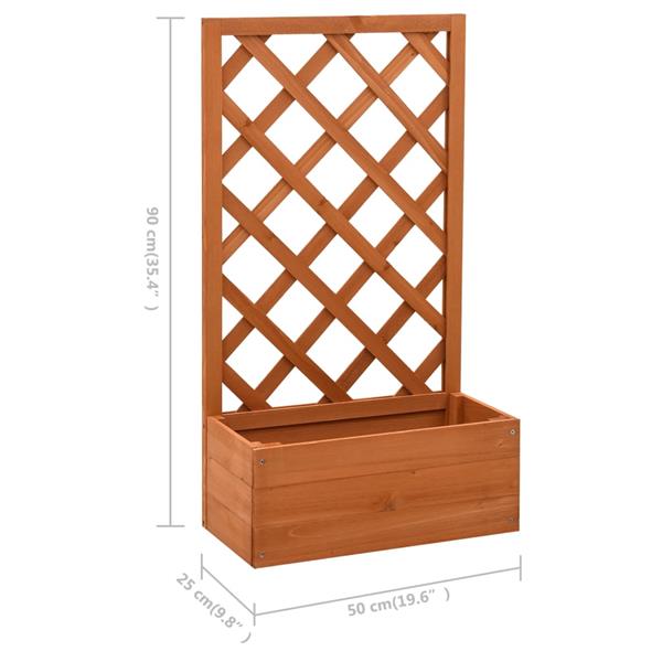 Grote foto vidaxl latwerkplantenbak 50x25x90 cm massief vurenhout oranje tuin en terras overige tuin en terras