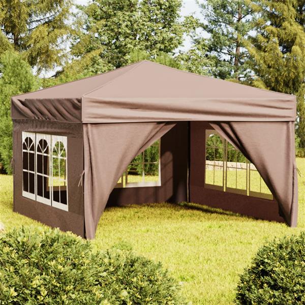 Grote foto vidaxl partytent inklapbaar met zijwanden 3x3 m taupe tuin en terras overige tuin en terras