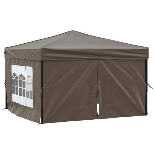 Grote foto vidaxl partytent inklapbaar met zijwanden 3x3 m taupe tuin en terras overige tuin en terras