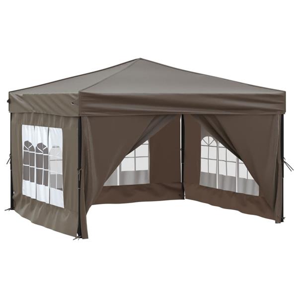 Grote foto vidaxl partytent inklapbaar met zijwanden 3x3 m taupe tuin en terras overige tuin en terras