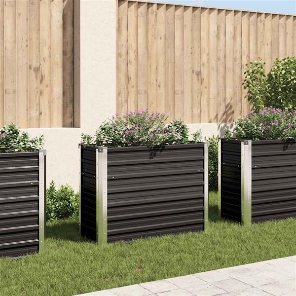 Grote foto vidaxl plantenbak verhoogd 100x40x77 cm gegalvaniseerd staal antraciet tuin en terras overige tuin en terras