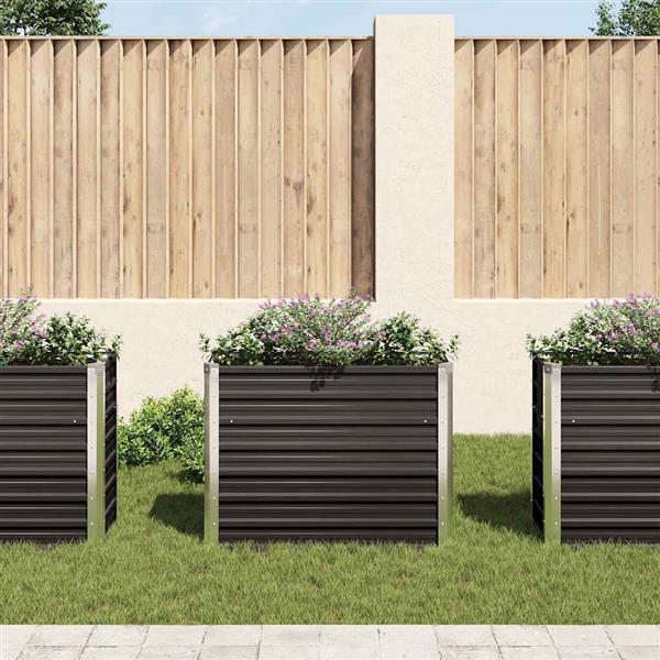 Grote foto vidaxl plantenbak verhoogd 100x40x77 cm gegalvaniseerd staal antraciet tuin en terras overige tuin en terras