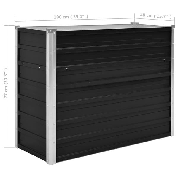 Grote foto vidaxl plantenbak verhoogd 100x40x77 cm gegalvaniseerd staal antraciet tuin en terras overige tuin en terras