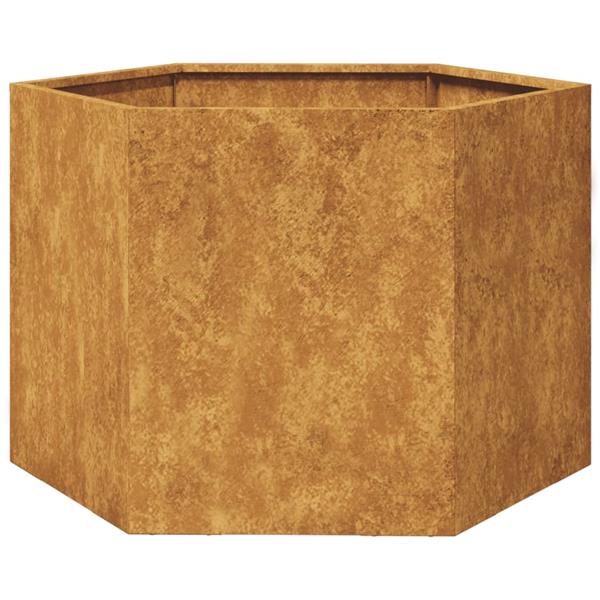 Grote foto vidaxl plantenbak zeshoek 69x60x45 cm weervast staal tuin en terras overige tuin en terras