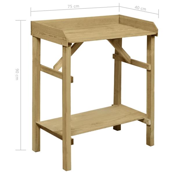 Grote foto vidaxl oppottafel 75x40x90 cm ge mpregneerd grenenhout tuin en terras overige tuin en terras