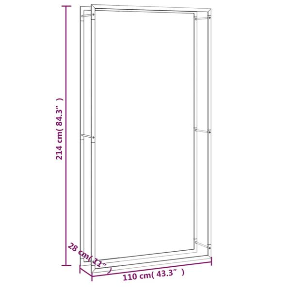 Grote foto vidaxl haardhoutrek 110x28x214 cm staal matzwart huis en inrichting kachels en openhaarden