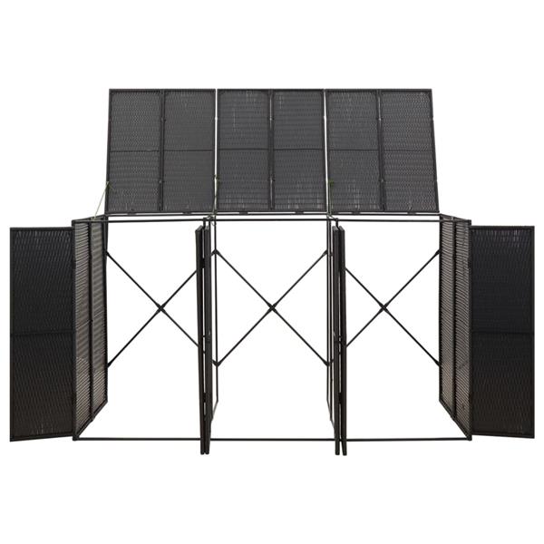 Grote foto vidaxl containerberging driedubbel 207x80x117 cm poly rattan zwart tuin en terras overige tuin en terras