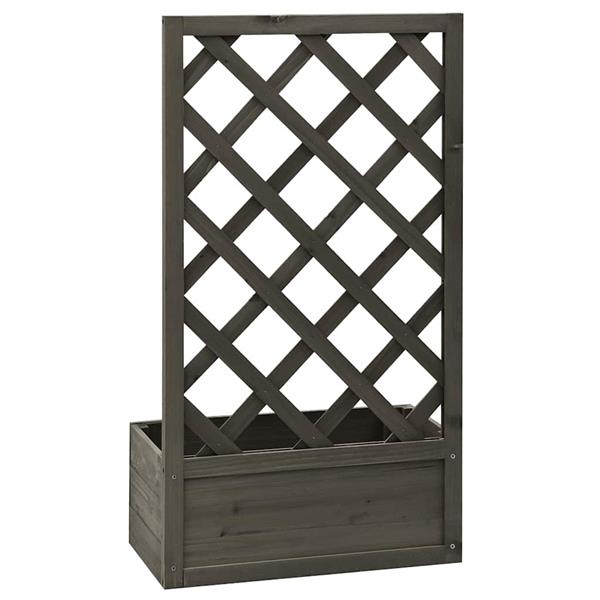 Grote foto vidaxl latwerkplantenbak 50x25x90 cm massief vurenhout grijs tuin en terras overige tuin en terras