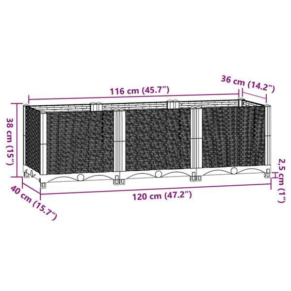 Grote foto vidaxl plantenbak verhoogd 120x40x38 cm polypropyleen tuin en terras overige tuin en terras