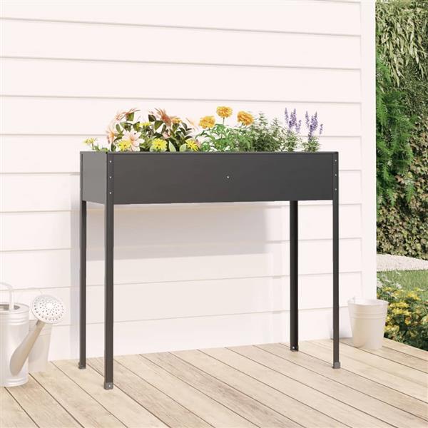 Grote foto vidaxl plantenbak 100 5x40 5x90 cm gegalvaniseerd staal antracietkleur tuin en terras overige tuin en terras