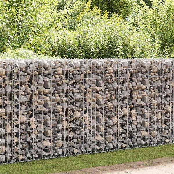 Grote foto vidaxl schanskorfmuur met deksels 100x20x100 cm gegalvaniseerd staal tuin en terras hekken en schuttingen