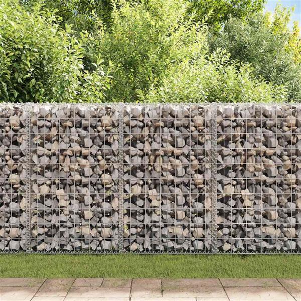 Grote foto vidaxl schanskorfmuur met deksels 100x20x100 cm gegalvaniseerd staal tuin en terras hekken en schuttingen