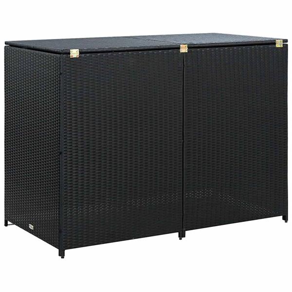 Grote foto vidaxl containerberging dubbel 148x80x111 cm poly rattan zwart tuin en terras tuinhuisjes en blokhutten