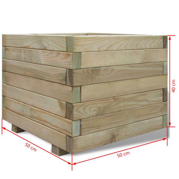 Grote foto vidaxl plantenbak verhoogd vierkant 50x50x40 cm hout tuin en terras overige tuin en terras