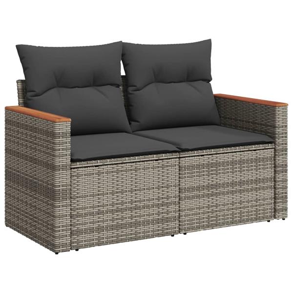 Grote foto vidaxl 8 delige loungeset met kussens poly rattan grijs tuin en terras tuinmeubelen