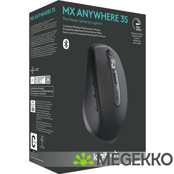 Grote foto logitech mx anywhere 3s zwart draadloze muis computers en software overige computers en software
