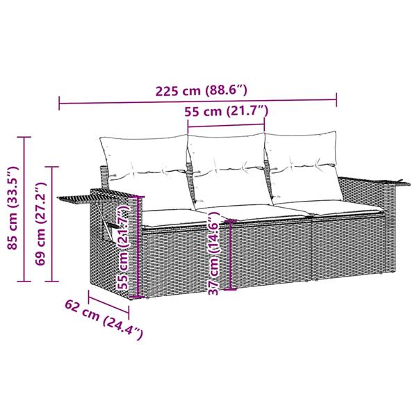 Grote foto vidaxl 3 delige loungeset met kussens poly rattan lichtgrijs tuin en terras tuinmeubelen