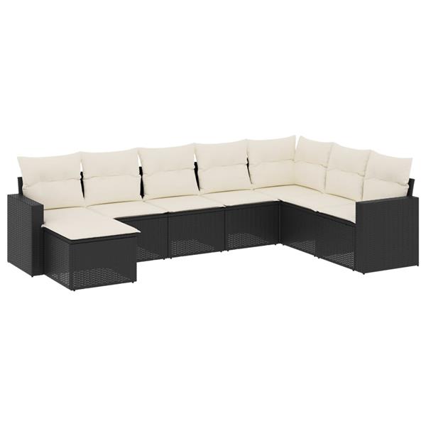 Grote foto vidaxl 8 delige loungeset met kussens poly rattan zwart tuin en terras tuinmeubelen