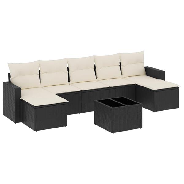 Grote foto vidaxl 8 delige loungeset met kussens poly rattan zwart tuin en terras tuinmeubelen