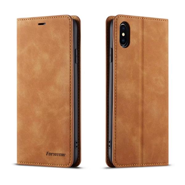 Grote foto iphone 15 wallet flip case portefeuille cover pu leer hoesje bruin telecommunicatie mobieltjes