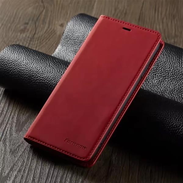 Grote foto iphone 16 plus wallet flip case portefeuille cover pu leer hoesje rood telecommunicatie mobieltjes