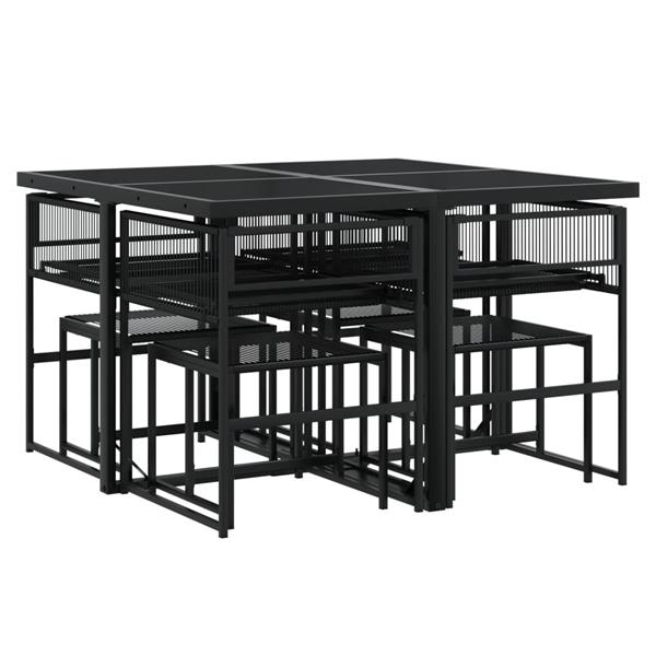 Grote foto vidaxl 9 delige tuinset poly rattan zwart tuin en terras tuinmeubelen