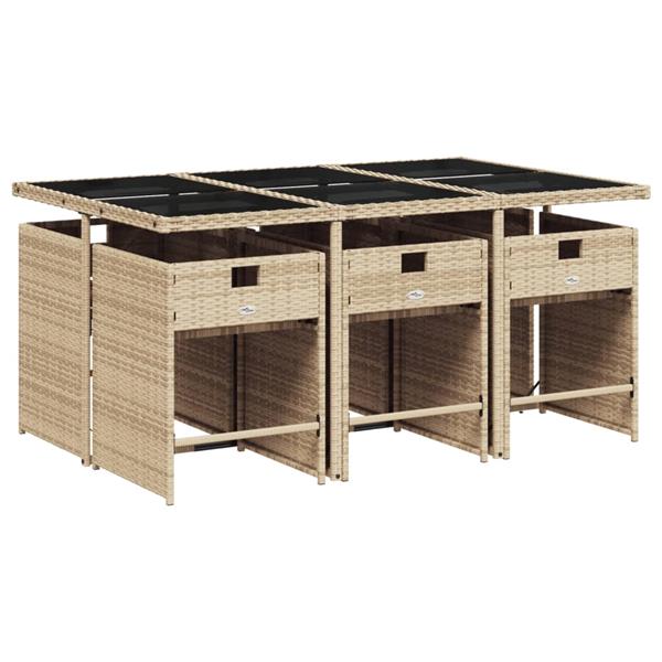 Grote foto vidaxl 7 delige tuinset met kussens poly rattan beige tuin en terras tuinmeubelen