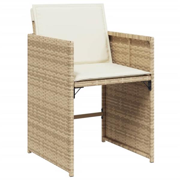 Grote foto vidaxl 7 delige tuinset met kussens poly rattan beige tuin en terras tuinmeubelen
