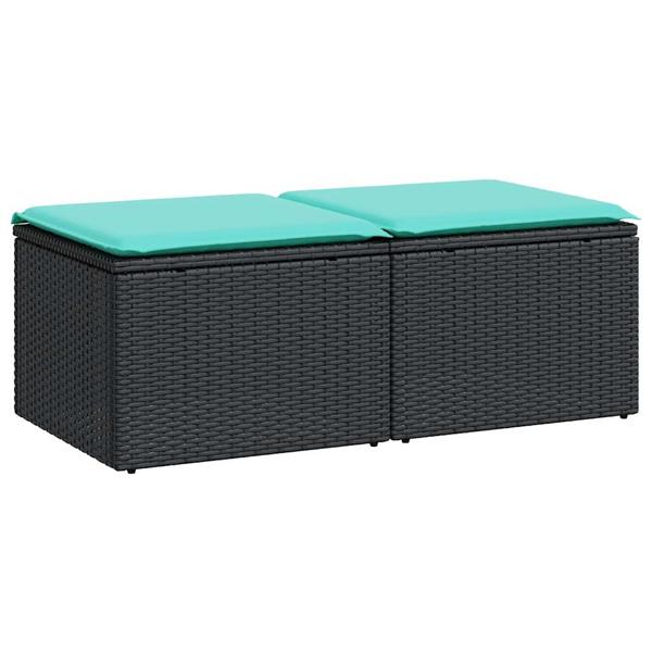 Grote foto vidaxl 2 delige loungeset met kussens poly rattan acacia zwart tuin en terras tuinmeubelen