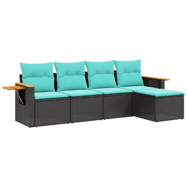 Grote foto vidaxl 5 delige loungeset met kussens poly rattan zwart tuin en terras tuinmeubelen