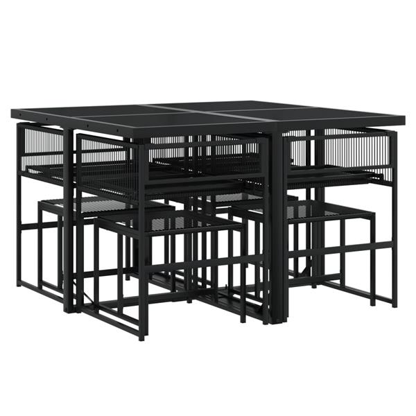 Grote foto vidaxl 9 delige tuinset poly rattan zwart tuin en terras tuinmeubelen