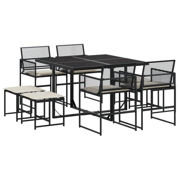 Grote foto vidaxl 9 delige tuinset poly rattan zwart tuin en terras tuinmeubelen