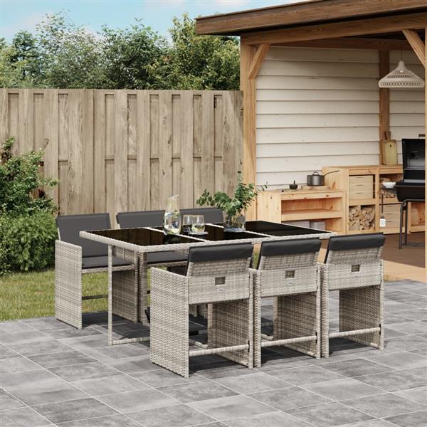 Grote foto vidaxl 7 delige tuinset met kussens poly rattan grijs tuin en terras tuinmeubelen