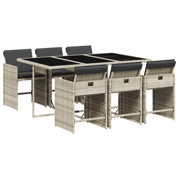 Grote foto vidaxl 7 delige tuinset met kussens poly rattan grijs tuin en terras tuinmeubelen