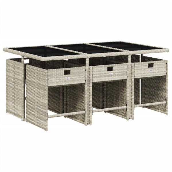 Grote foto vidaxl 7 delige tuinset met kussens poly rattan grijs tuin en terras tuinmeubelen