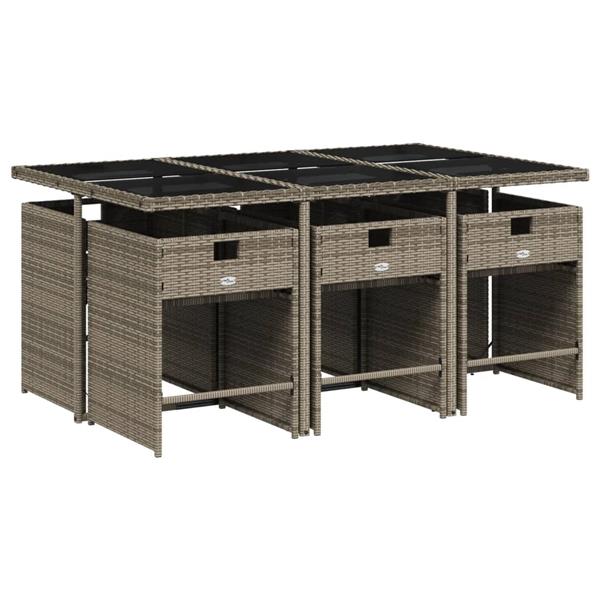 Grote foto vidaxl 7 delige tuinset met kussens poly rattan grijs tuin en terras tuinmeubelen