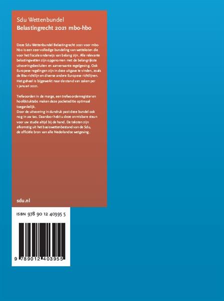 Grote foto sdu wettenbundel belastingrecht 2021 mbo hbo educatieve wettenverzameling boeken wetenschap
