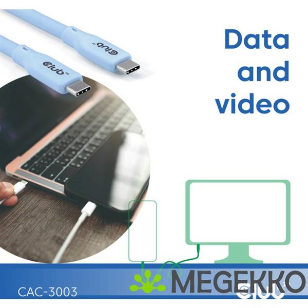 Grote foto club3d usb c cable blue computers en software overige computers en software