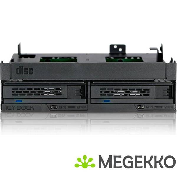 Grote foto icy dock mb732spo b 2x2 5 sata mobile rack ultra slim odd voor extern 5 25 computers en software harde schijven