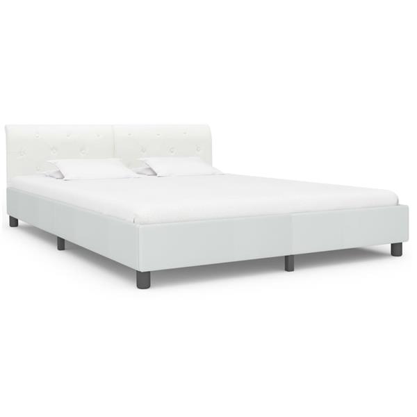 Grote foto vidaxl bedframe kunstleer wit 160x200 cm antiek en kunst stoelen en banken
