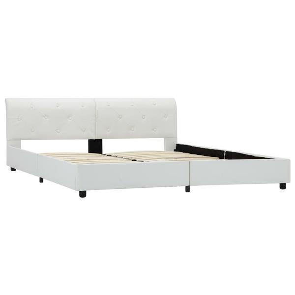 Grote foto vidaxl bedframe kunstleer wit 160x200 cm antiek en kunst stoelen en banken