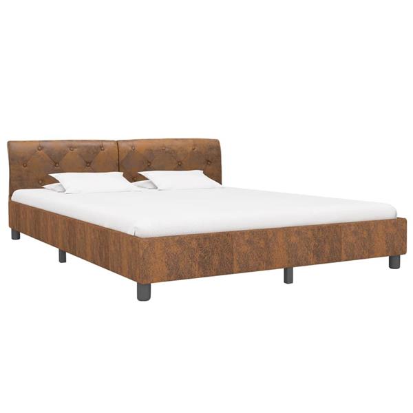 Grote foto vidaxl bedframe kunstsu de bruin 180x200 cm antiek en kunst stoelen en banken