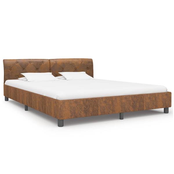 Grote foto vidaxl bedframe kunstsu de bruin 180x200 cm antiek en kunst stoelen en banken