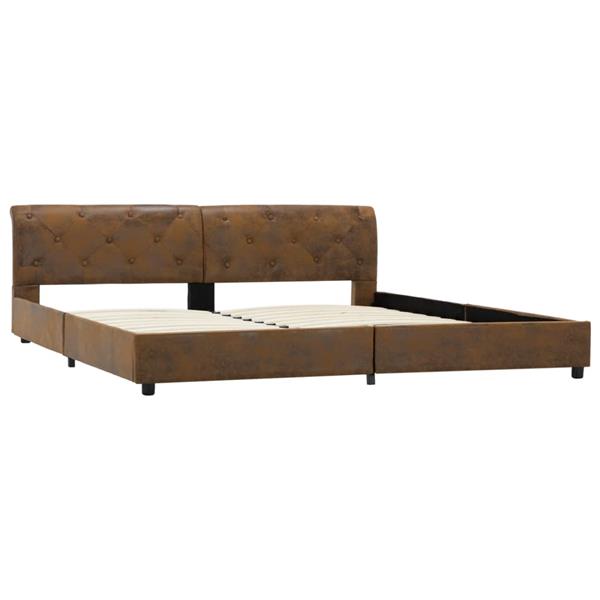 Grote foto vidaxl bedframe kunstsu de bruin 180x200 cm antiek en kunst stoelen en banken