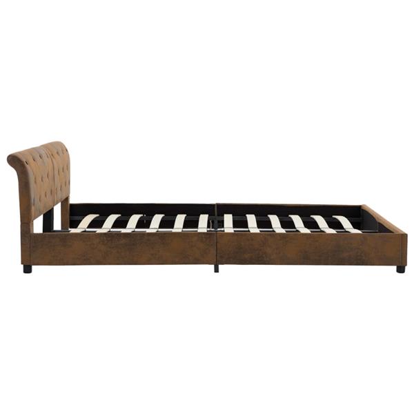 Grote foto vidaxl bedframe kunstsu de bruin 180x200 cm antiek en kunst stoelen en banken
