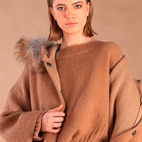 Grote foto tonet camel wool sweater maat l kleding dames truien en vesten