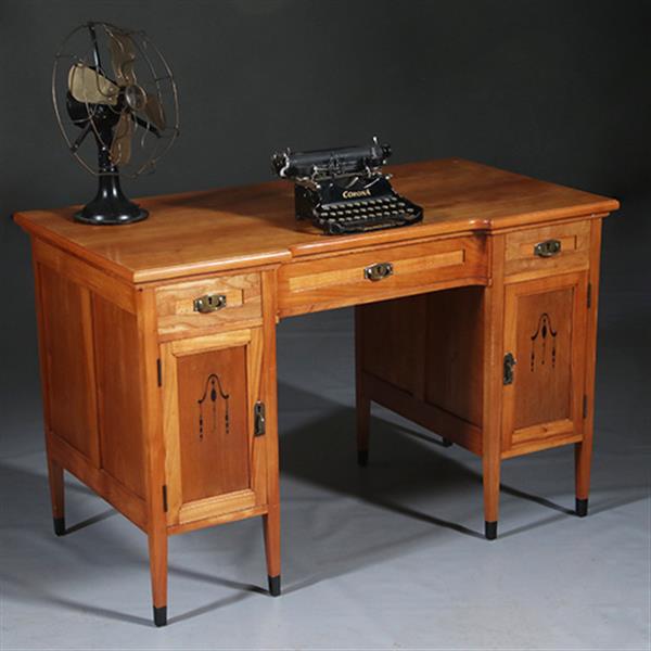 Grote foto satijnhouten bureau met zwarte accenten hollands ca 1910 no.283010 antiek en kunst overige in antiek gebruiksvoorwerpen