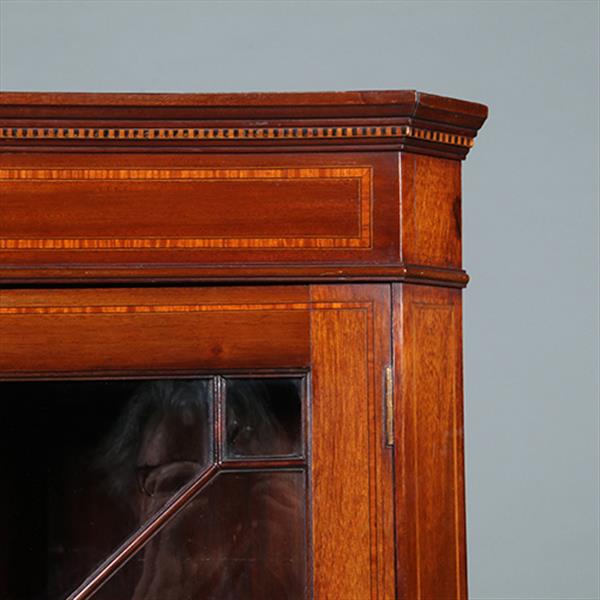 Grote foto smalle regency hoekkast met afneembaar kroontje ca 1815 mahonie met inlegwerk no.283015 antiek en kunst stoelen en banken