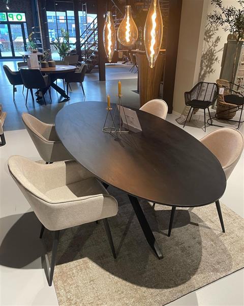 Grote foto eettafel oslo ovaal zwart acaciahout 160 cm huis en inrichting eettafels