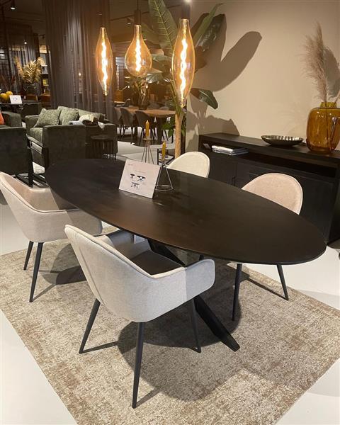 Grote foto eettafel oslo ovaal zwart acaciahout 160 cm huis en inrichting eettafels